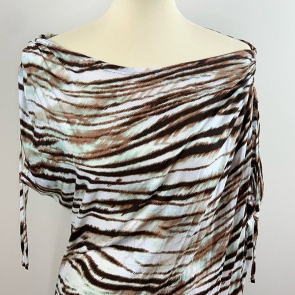 Sexy, Asymetrical Zebra Print Off Shoulder Dress - Picture 2 of 5